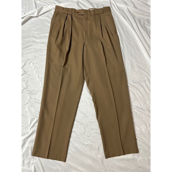 Bachrach Other - Vintage Bachrach Mens Brown Pleated Wool Dress Pants Made in USA Trousers 34x32